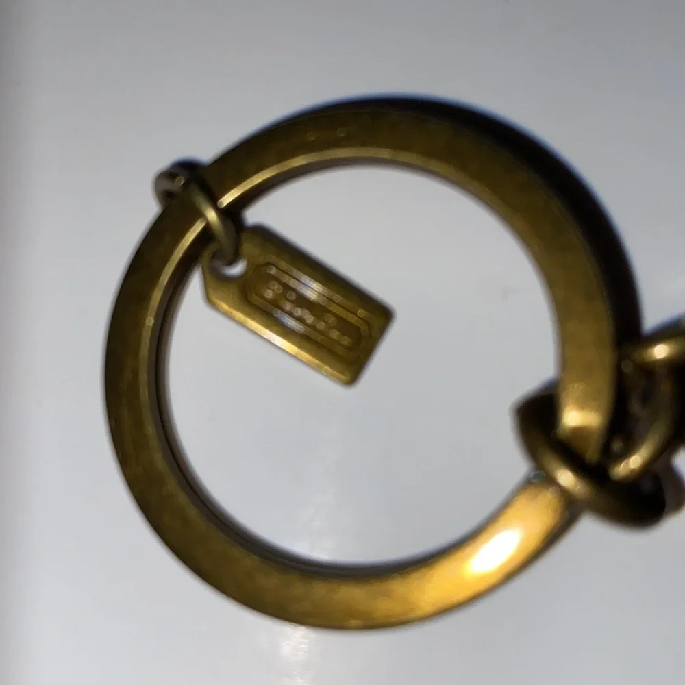 Coach Brass Tone Leatherware Logo Key Ring